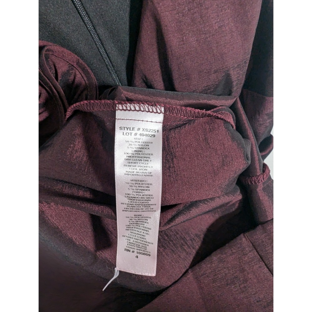 Xscape Dress 4‎ Rouched Maroon Cocktail Formal Vamp Rosette - Picture 5 of 5